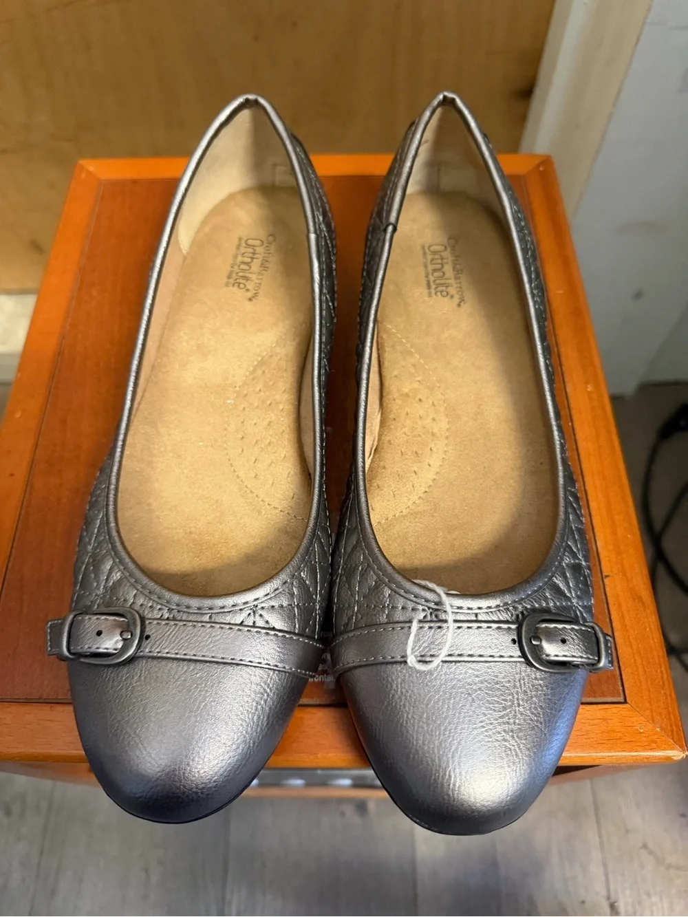 Croft & Barrow Ortholite Metallic Gray Ballet Flats - Comfort Shoes. Size: 10